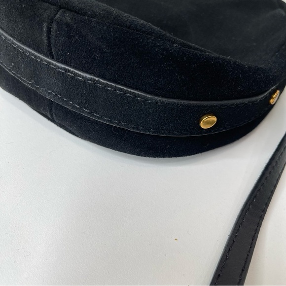 Mango round Suede leather crossbody bag dark academia - Picture 8 of 9